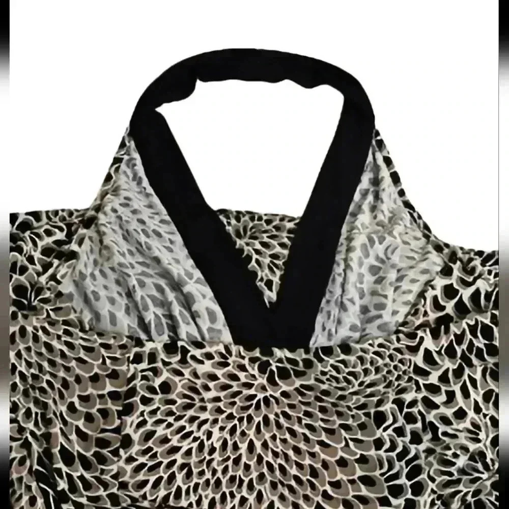BCBGMAXAZRIA Leopard Print Halter Midi Dress Backless Tie Waist Size Medium - Picture 4 of 7